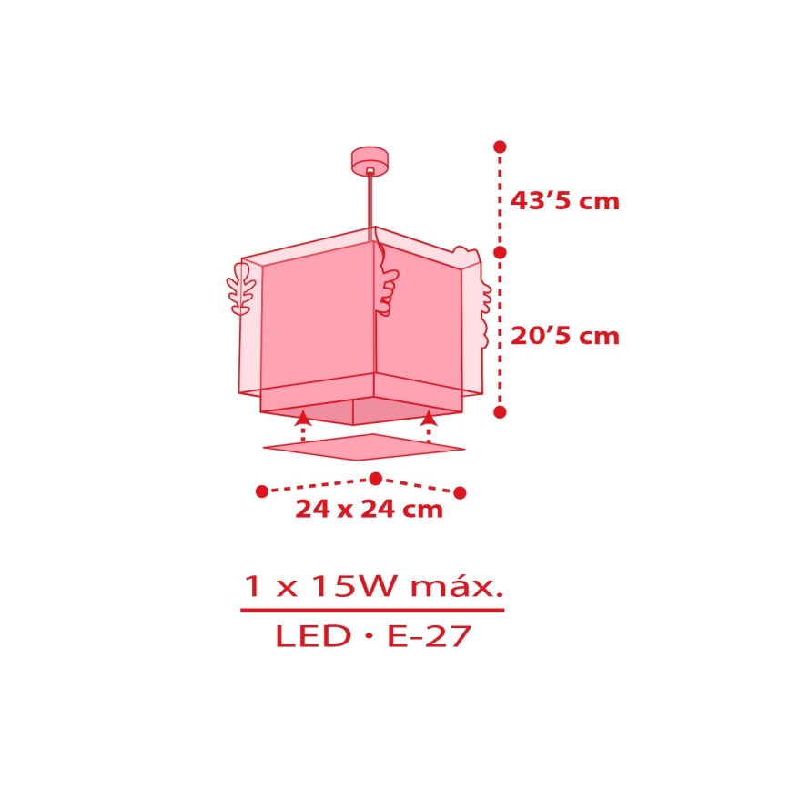 Dalber 73262 - Lámpara infantil de techo HELLO KITTY 1xE27/15W/230V rosa