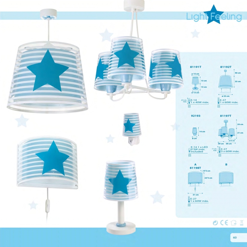Dalber 81192T - Lámpara colgante infantil LIGHT FEELING 1xE27/60W/230V