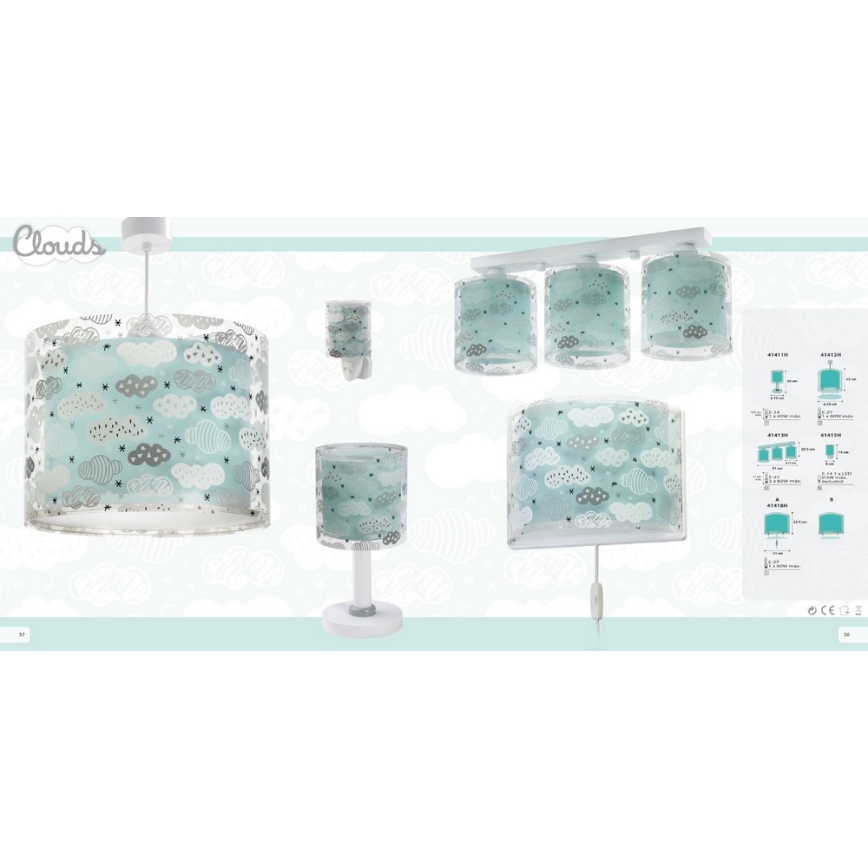 Dalber D-41412H - Lámpara colgante infantil CLOUDS 1xE27/60W/230V