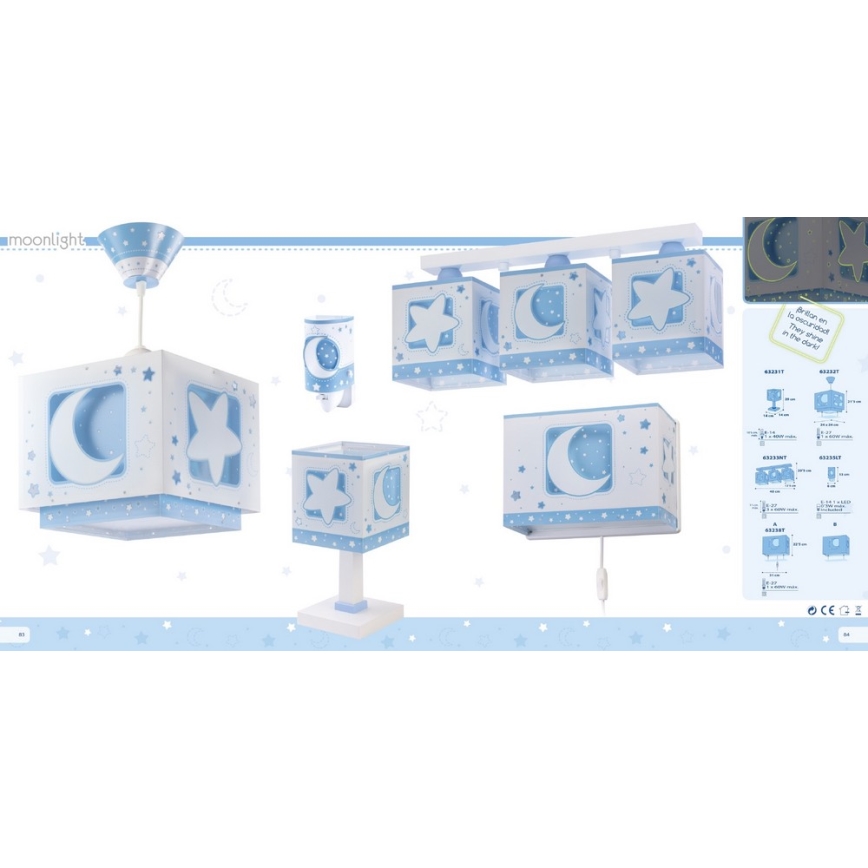 Dalber D-63238T - Aplique infantil MOONLIGHT 1xE27/60W/230V