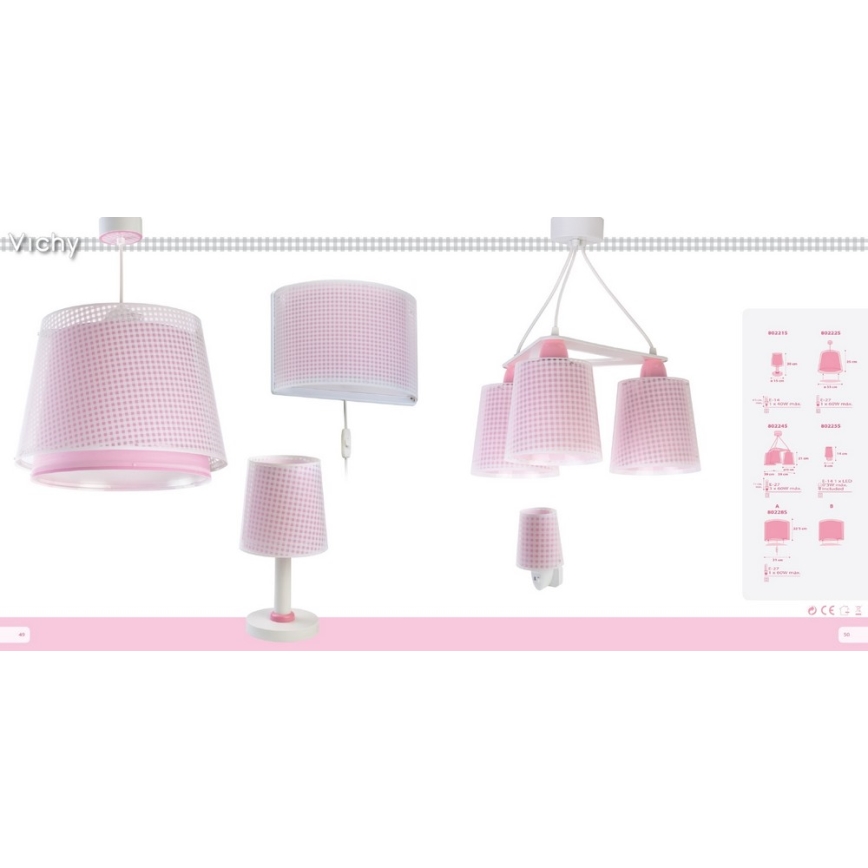 Dalber D-80222S - Lámpara colgante infantil VICHY 1xE27/60W/230V