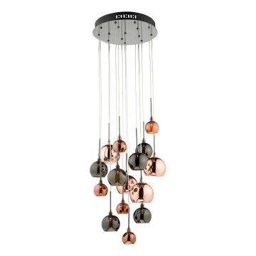 Där Lighting AUR1564 - Lámpara colgante con cable AURELIA 15xG4/10W/230V negro/cobre