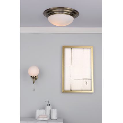 Där Lighting BAR5275 - Lámpara de techo para baño BARCLAY 1xE27/60W/230V Ø 31 cm latón