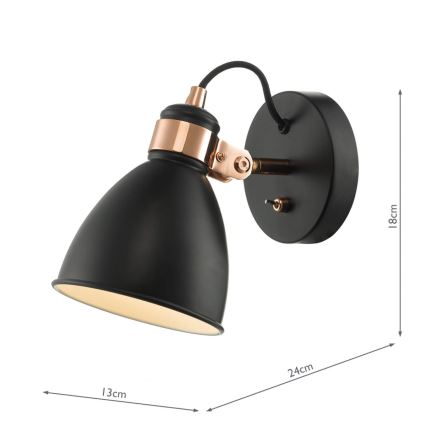 Där Lighting FRE0722 - Aplique de pared orientable FREDERICK 1xE14/40W/230V negro