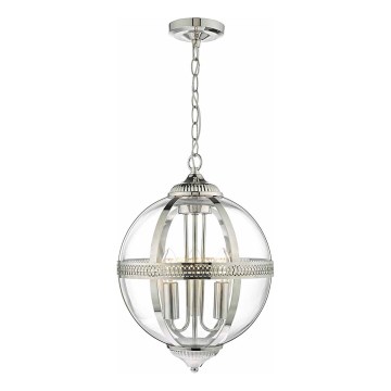 Där Lighting VAN0338 - Lámpara colgante VANESSA con cadena, 3xE14/40W/230V, cromo brillante