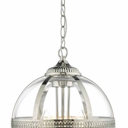 Där Lighting VAN0338 - Lámpara colgante VANESSA con cadena, 3xE14/40W/230V, cromo brillante