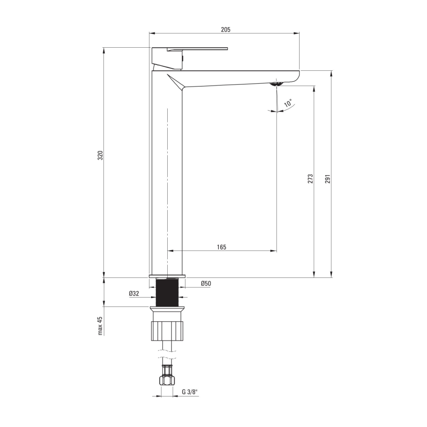 Deante BGA_020K - Grifo de lavabo ALPINIA, cromo brillante