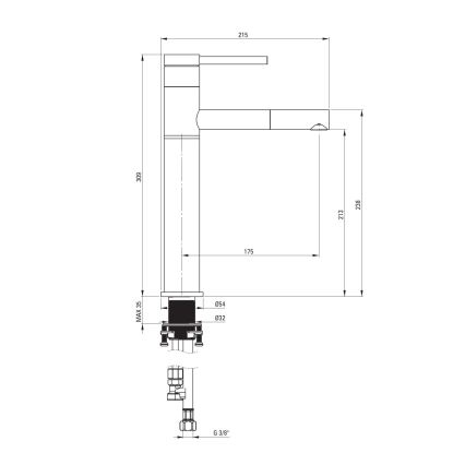 Deante BGE_N22K - Grifo de lavabo con ducha extraíble ORA 30,9 cm negro