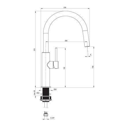 Deante BQJ_F62M - Grifo monomando de cocina EVORA en acero cepillado