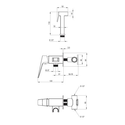 Deante BQL_N34M - Grifo de bidé con rociador para instalación empotrada BLUR negro