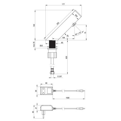Deante BQR_P28V - Grifo de lavabo sin contacto SENSE 230/6V acero pulido