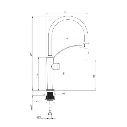 Deante BRC_C72M - Grifo de fregadero con brazo flexible CORDA cepillado bronce