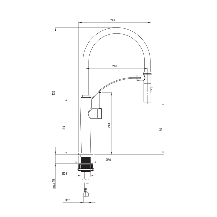 Deante BRC_C72M - Grifo de fregadero con brazo flexible CORDA cepillado bronce