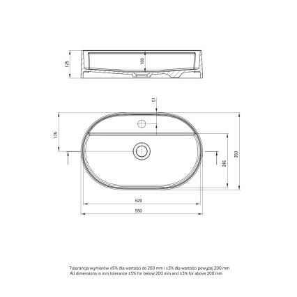 Deante CQS_5U6B - Lavabo sobre encimera con orificio para grifo SILIA 35x55 cm granito/beige