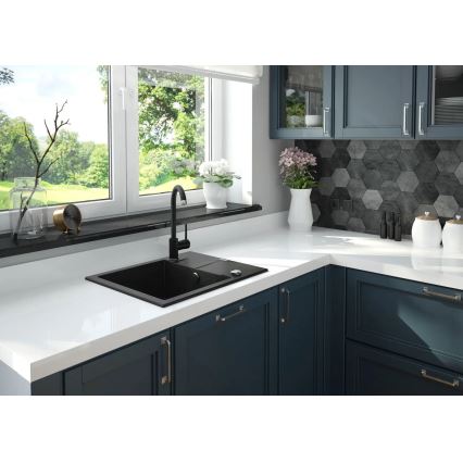 Deante ZQJ_G11A - Fregadero de cocina EVORA 59x44 cm granito/grafito metálico
