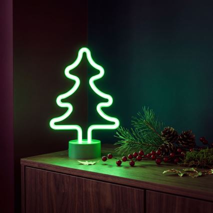 Decoración de mesa LED tipo neón en forma de árbol LED/2W/3xAA USB