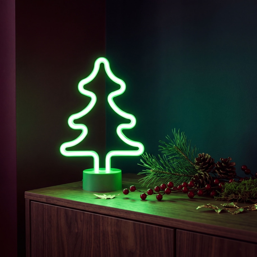 Decoración de mesa LED tipo neón en forma de árbol LED/2W/3xAA USB