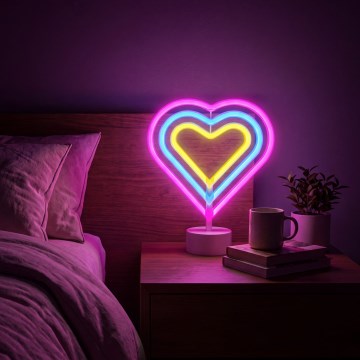 Decoración de mesa LED tipo neón LED/2W/3xAA USB corazón
