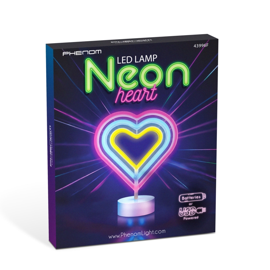 Decoración de mesa LED tipo neón LED/2W/3xAA USB corazón