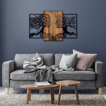Decoración de pared 125x79 cm árboles de la vida madera/metal