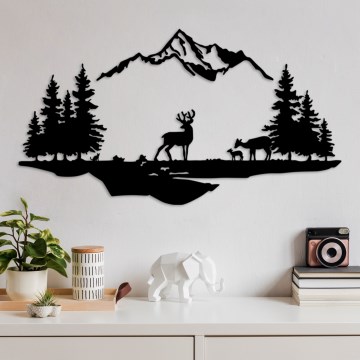 Decoración de pared 2 pz 70x38 cm ciervo metal/negro