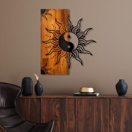Decoración de pared 50x58 cm jin jang madera/metal