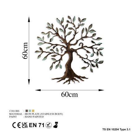 Decoración de pared 60x60 cm árbol metal
