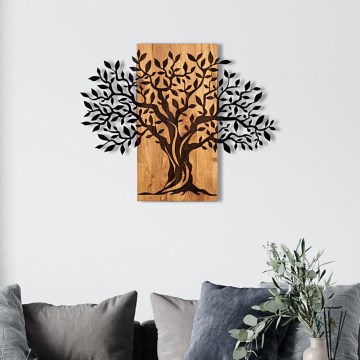 Decoración de pared 72x58 cm árbol madera/metal