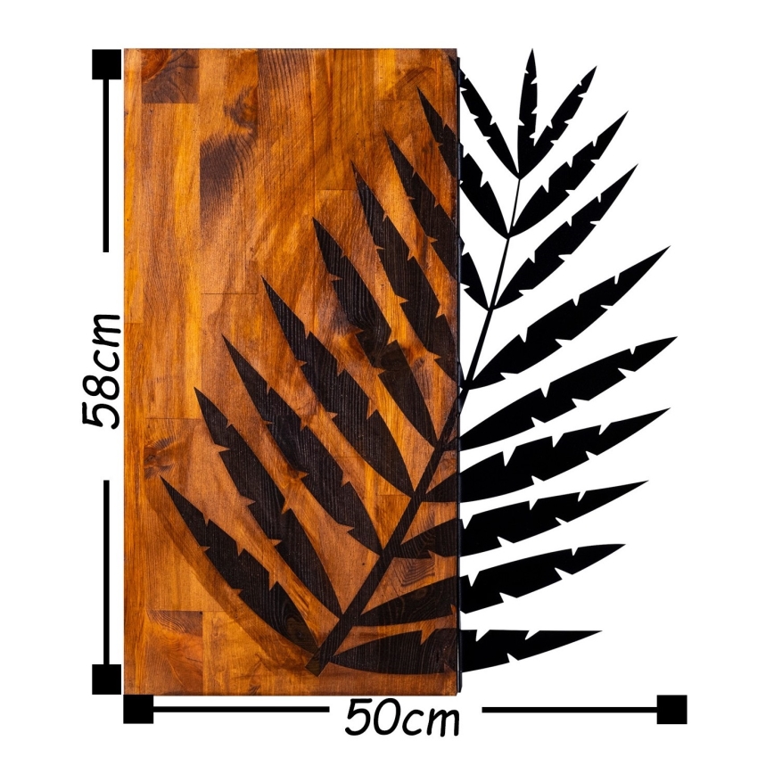 Decoración mural 58x50 cm hoja madera/metal
