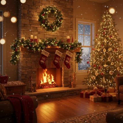 Decoración navideña GIRLANDA 200 cm de pino