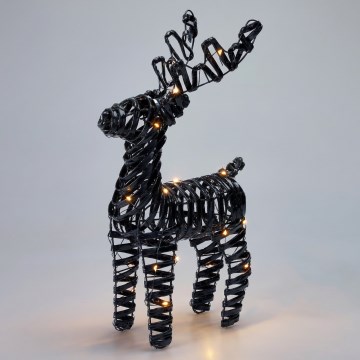 Decoración navideña LED 30xLED/3xAA 37 cm blanco cálido reno/negro