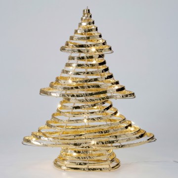 Decoración navideña LED 30xLED/3xAA 40 cm blanco cálido árbol/dorado