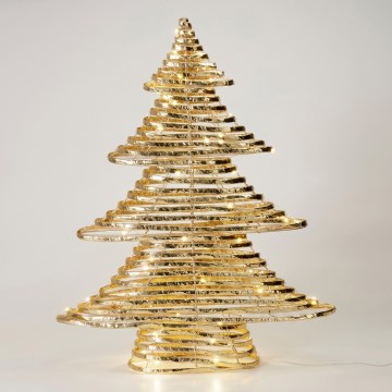 Decoración navideña LED 60xLED/3xAA 60 cm blanco cálido árbol/dorado
