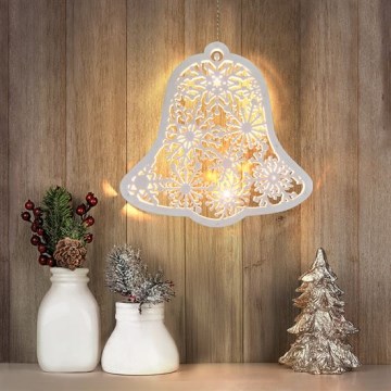 Decoración navideña LED 9xLED/2xAA, blanco cálido, campanilla