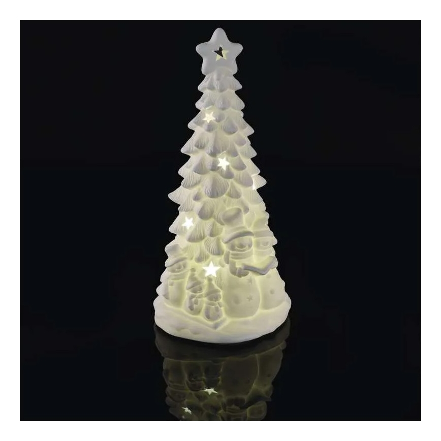 Decoración navideña LED, árbol de Navidad, blanco cálido, 2xAA