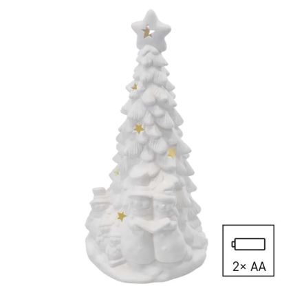 Decoración navideña LED, árbol de Navidad, blanco cálido, 2xAA