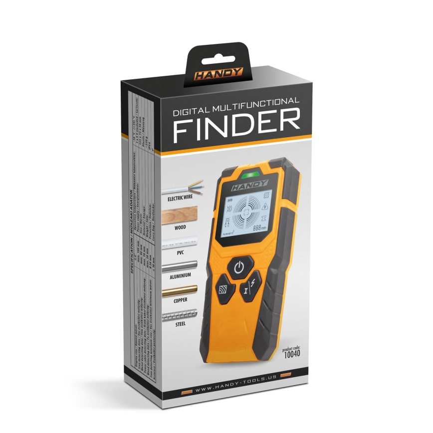 Detector digital multifunción 9V 1x6LR61 IP54 naranja