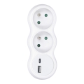 Divisor de enchufes con cargador USB A+C 2x10A blanco