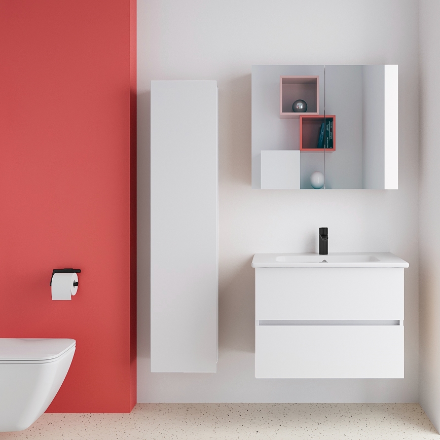 Dřevojas - Armario de baño con espejo NEXI 80x68 cm blanco