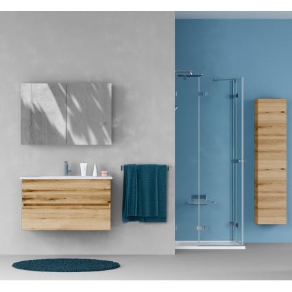 Dřevojas - Mueble de baño con espejo NEXI 100x68 cm roble