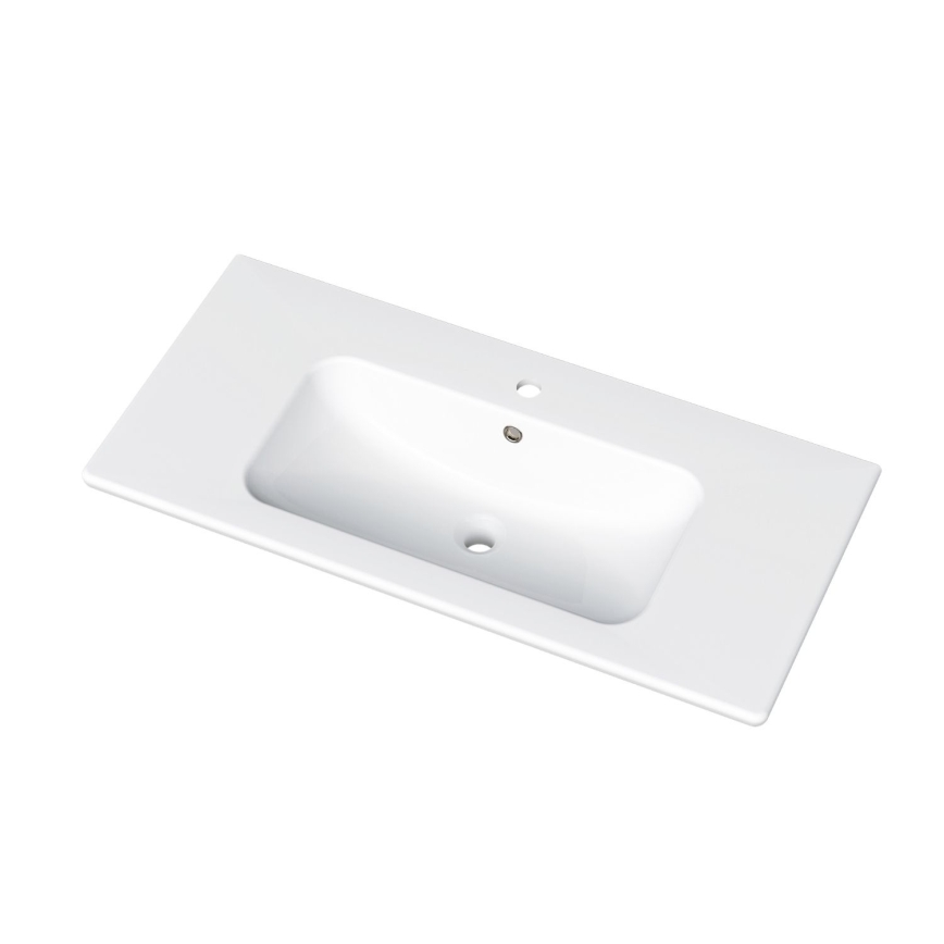 Dřevojas - Mueble de baño con lavabo BANO 100x47 cm roble oscuro/blanco