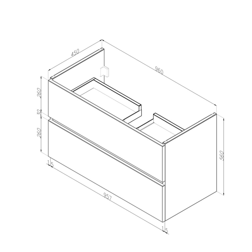 Dřevojas - Mueble de baño con lavabo BANO 100x47 cm roble oscuro/blanco