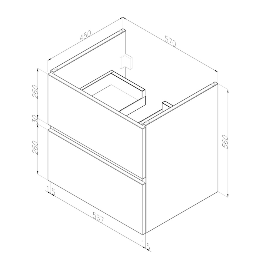Dřevojas - Mueble de baño con lavabo BANO 60x47 cm roble/blanco