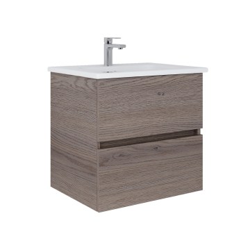 Dřevojas - Mueble de baño con lavabo BANO 60x47 cm roble oscuro/blanco