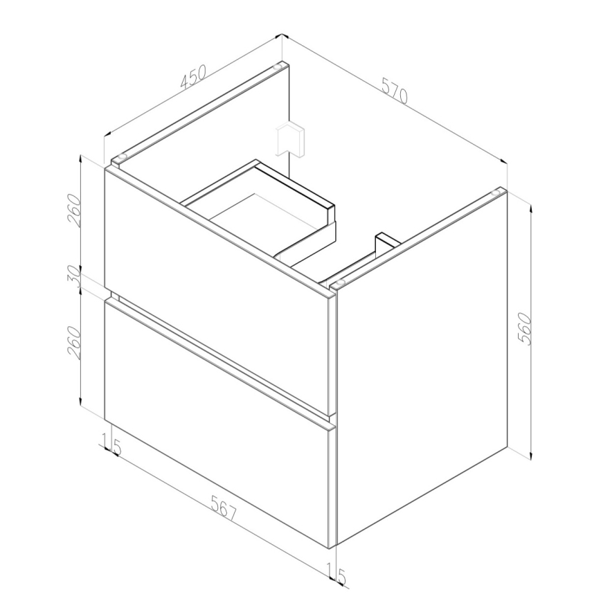 Dřevojas - Mueble de baño con lavabo BANO 60x47 cm roble oscuro/blanco