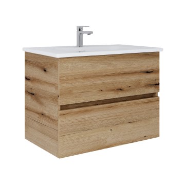 Dřevojas - Mueble de baño con lavabo BANO 78x47 cm roble/blanco