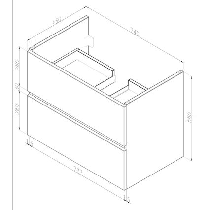 Dřevojas - Mueble de baño con lavabo BANO 78x47 cm roble oscuro/blanco