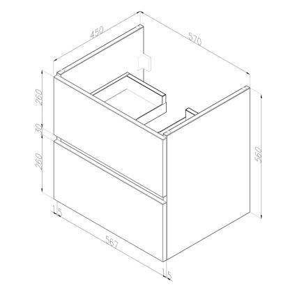 Dřevojas - Mueble de baño con lavabo integrado BANO 60x47 cm blanco