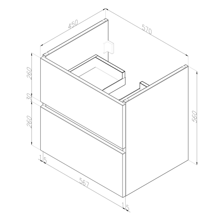 Dřevojas - Mueble de baño con lavabo integrado BANO 60x47 cm blanco