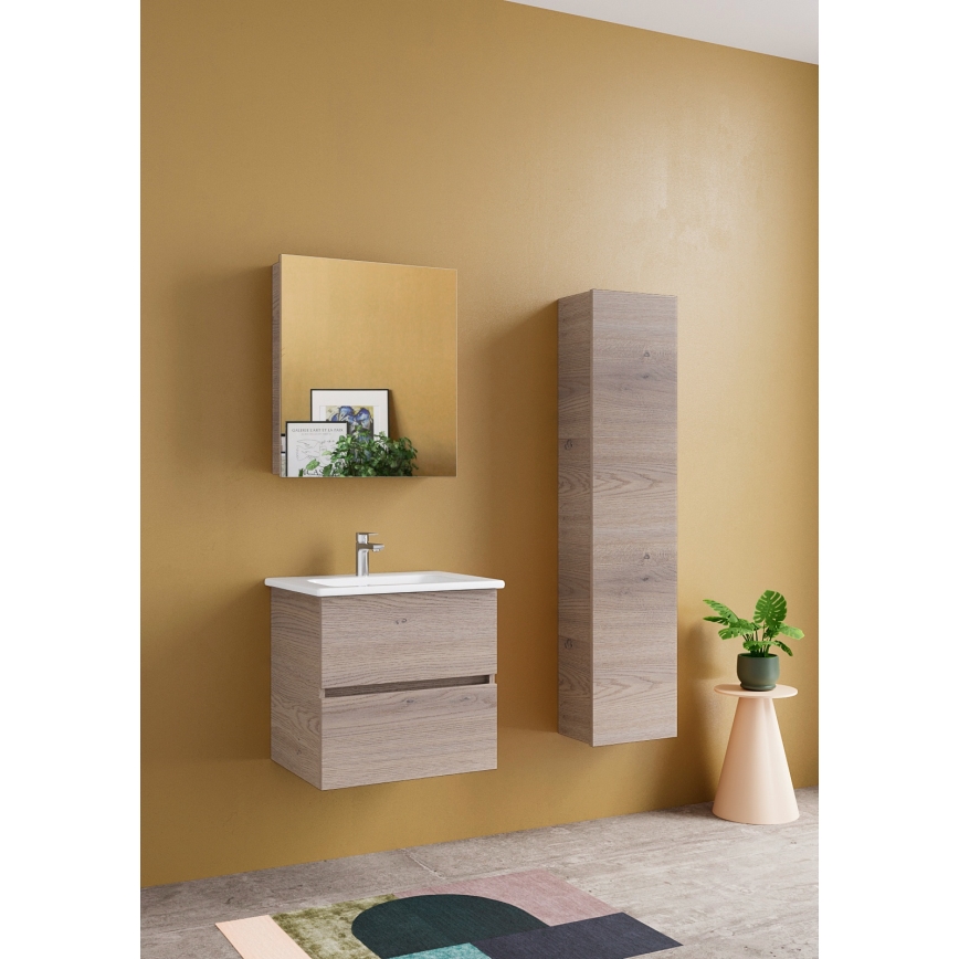 Dřevojas - Mueble de baño suspendido ZYLO 35x155 cm roble oscuro